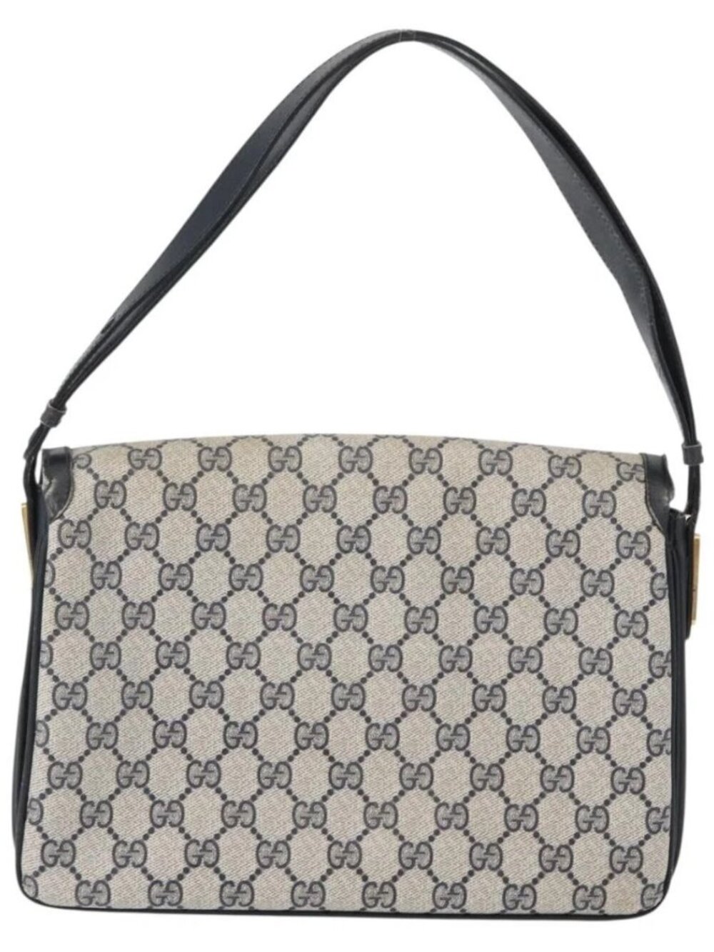 GUCCI GG Supreme Shoulder Bag PVC Navy Gold - Picture 3 of 16